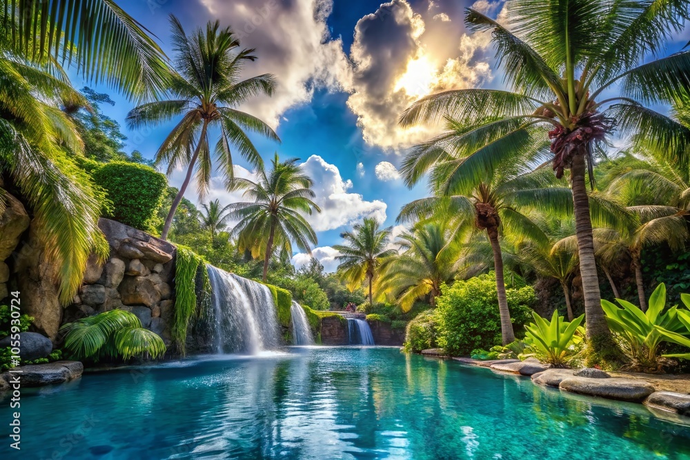Serene Tropical Oasis with Infinity Pool and Waterfalls for Relaxation and Escape Serene Tropical Oasis with Infinity Pool and Waterfalls for Relaxation and Escape