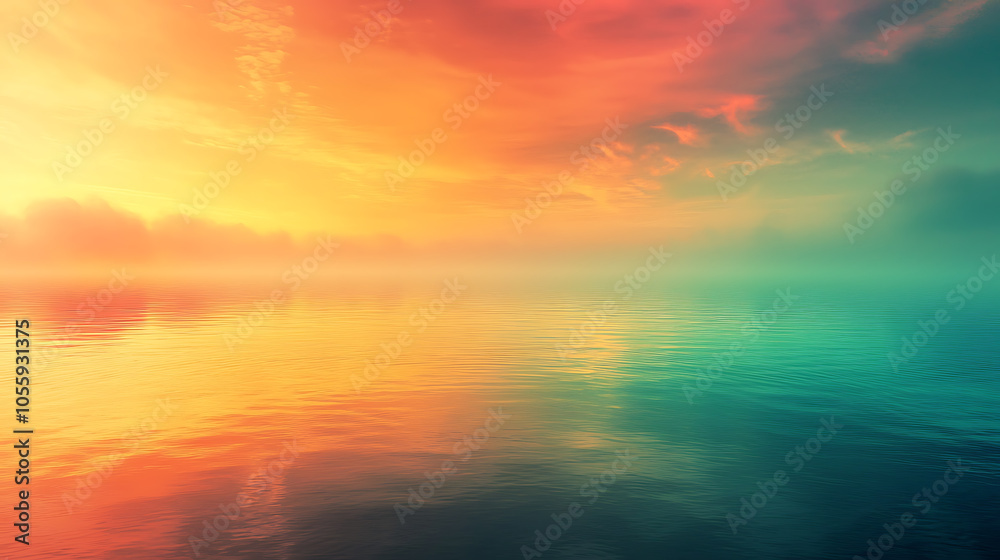 Serene sunset over a tranquil ocean surface Serene sunset over a tranquil ocean surface