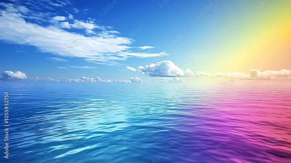 Fototapeta premium Serene ocean view with vibrant sunset colors