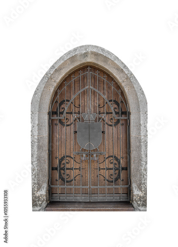 Obraz na płótnie Wooden antique door isolated on white background. w salonie