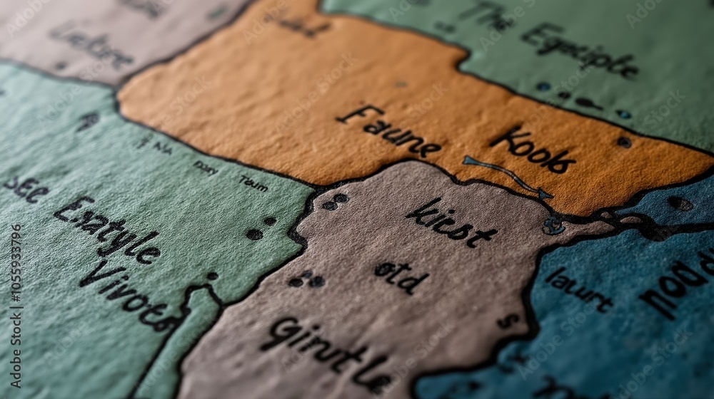 Naklejka premium Intricate Close-Up of a Detailed World Map