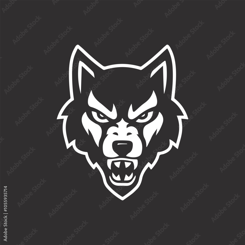 Angry Wolf Head Mascot Silhouette Vector Design Angry Wolf Head Mascot Silhouette Vector Design
