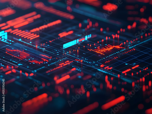 Exploring the complexities of economic policy through a closeup of a digital interface representing data and analytics