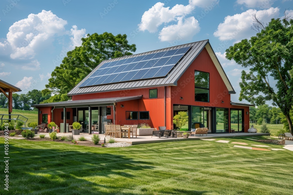 Modern Autonomous House with Solar Panels and Open Plan in Rural Setting Modern Autonomous House with Solar Panels and Open Plan in Rural Setting