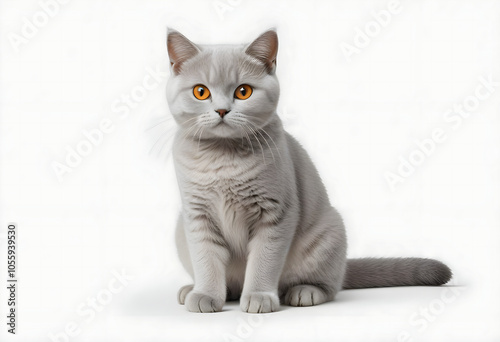 cute british cat with orange eye. isolated background