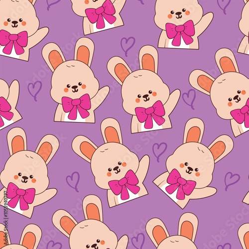seamless pattern cartoon bunny. cute animal wallpaper for fabric print, gift wrap paper