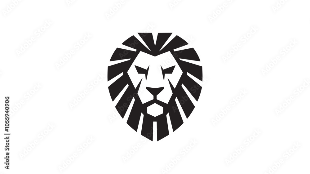 Majestic Lion Head Vector Illustration in Black and White illustration 