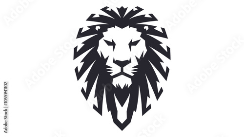 Majestic Lion Head Vector Illustration in Black and White illustration 