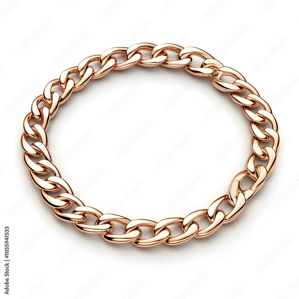 Obraz premium Perfectly Formed Golden Chain Looped in a Circular Shape on Pristine White Background