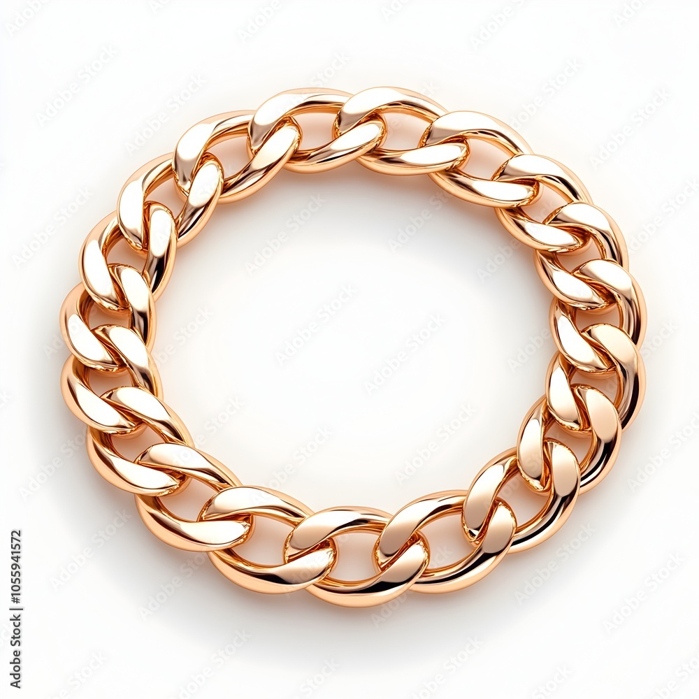 Obraz premium Stunning Golden Chain Forming a Perfect Circular Shape on White Background