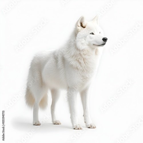 Stunning Portrait of a Grey Wolf Isolated on White Background