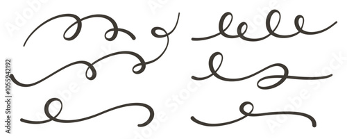 Set of curls in vector. Loops, curves, swirls in vector.