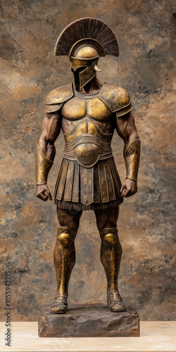 Bronze Spartan Warrior Statue in Fierce Pose