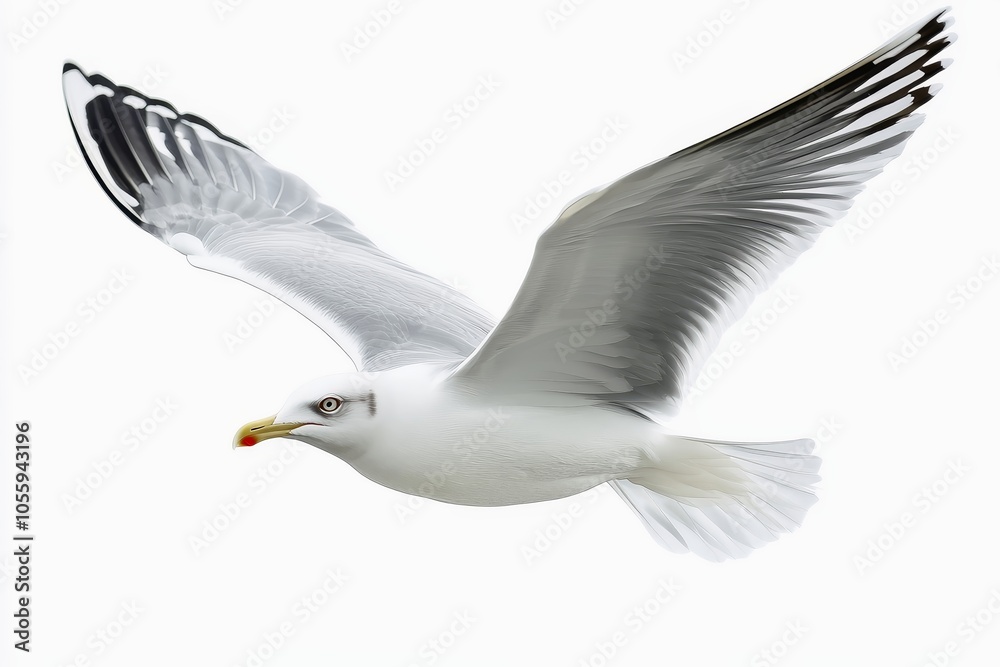 A seagull on a white background. A seagull on a white background.