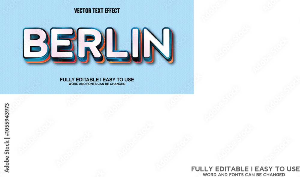 Obraz premium Berlin Fully Editable 3D Vector Text Effect