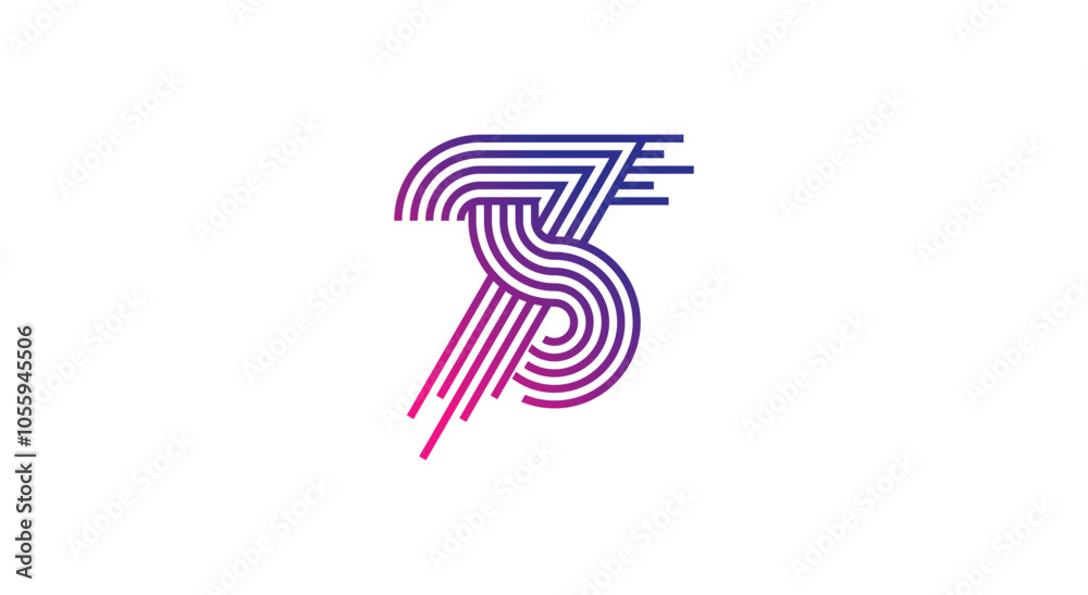 Fototapeta premium Number 75 Logo. Monogram Number 75 logo multi line style. usable for business logos and anniversary. flat design logo template. vector illustration