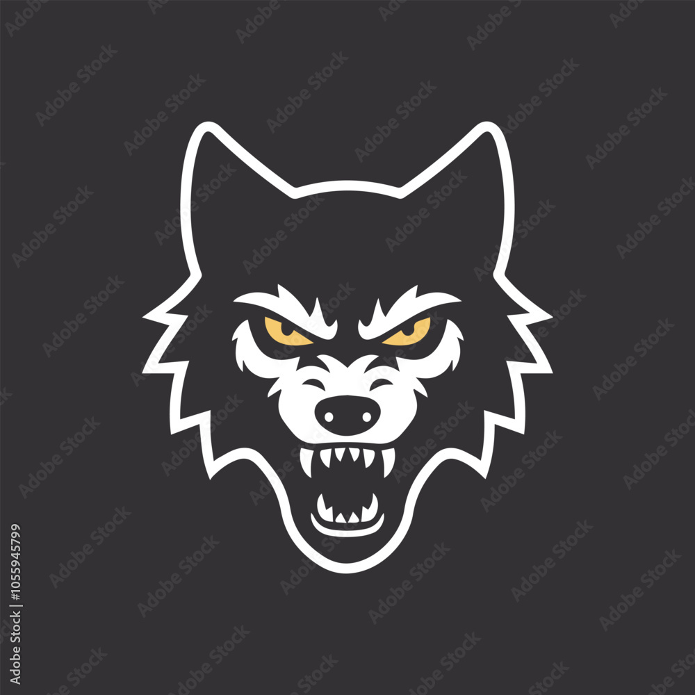 Angry Wolf Head Mascot Silhouette Vector Design Angry Wolf Head Mascot Silhouette Vector Design