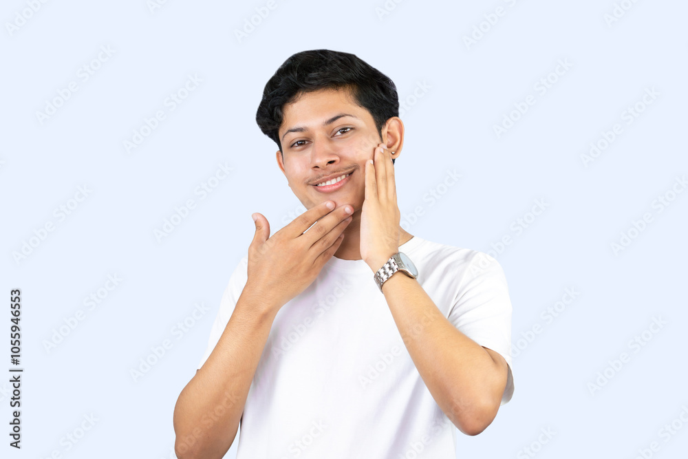Young Teenager Model Male with Acne Beauty Product Skin Care Isolated With Moisturizer Cream Gesture Young Teenager Model Male with Acne Beauty Product Skin Care Isolated With Moisturizer Cream Gesture