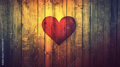 Heart symbol on a rustic wooden background
