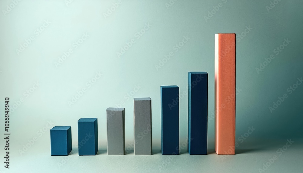 Business growth concept with bars in ascending order against a soft background. Business growth concept with bars in ascending order against a soft background.