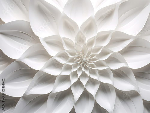 Sacred Geometry Mandala in Light Grey on White Abstract Geometric Flower Wallpaper for Packaging