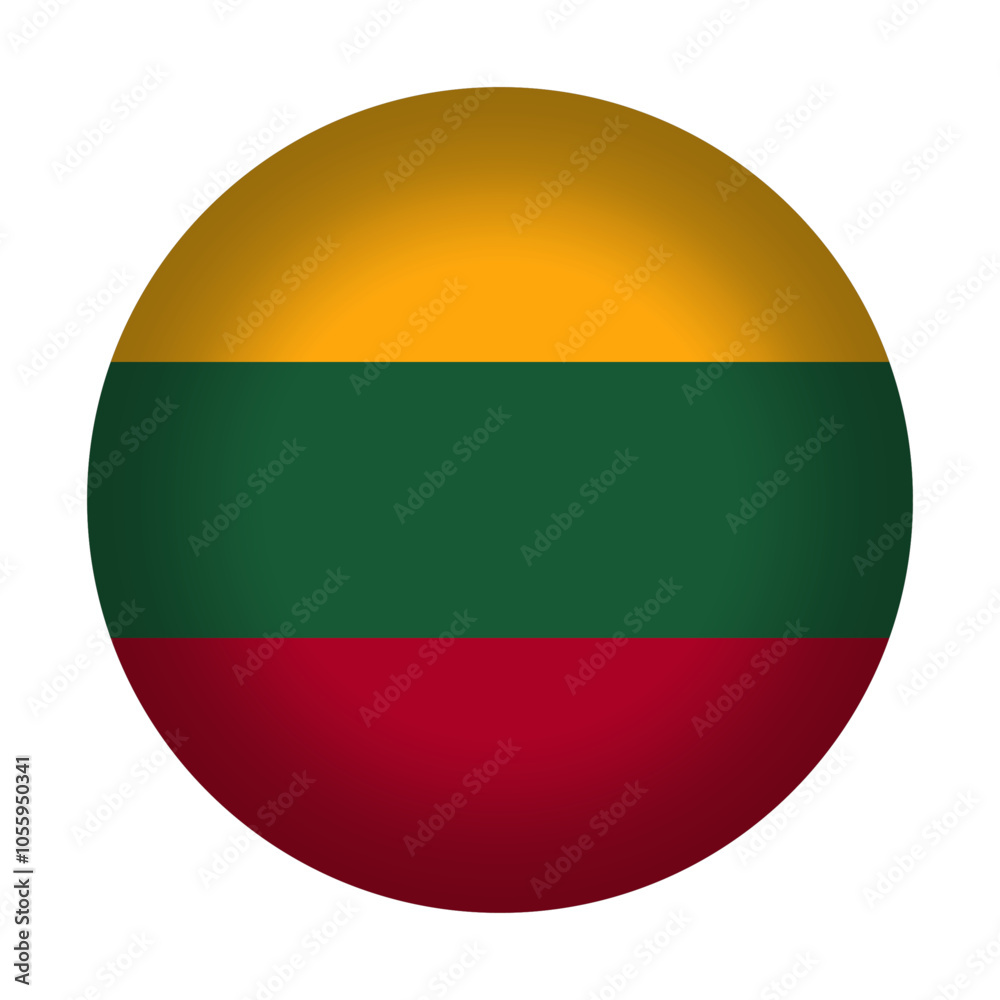 Round Lithuanian flag icon, vector illustration. Lithuanian flag button isolated on a transparent or white background. Round Lithuanian flag icon, vector illustration. Lithuanian flag button isolated on a transparent or white background.