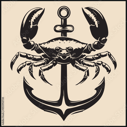 Crab Anchor Silhouette ,logo, tattoo