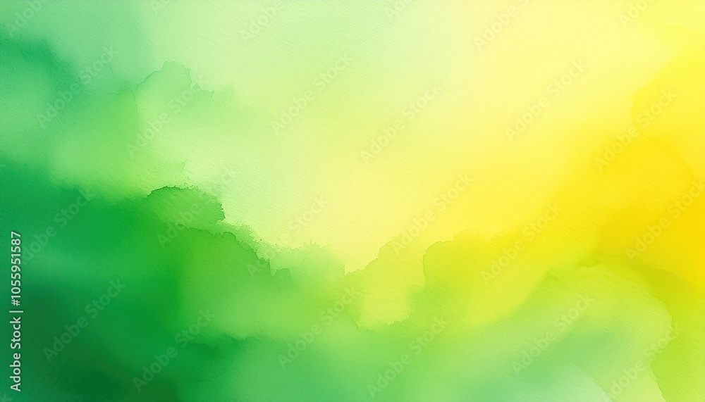 Fototapeta premium Colorful abstract watercolor background featuring shades of green and yellow.