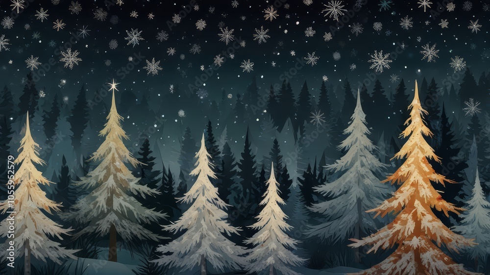Obraz premium navidad. ilustración abetos