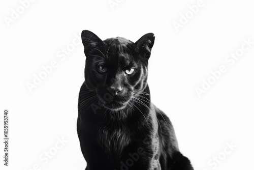 Majestic black panther with focused gaze fulllength portrait