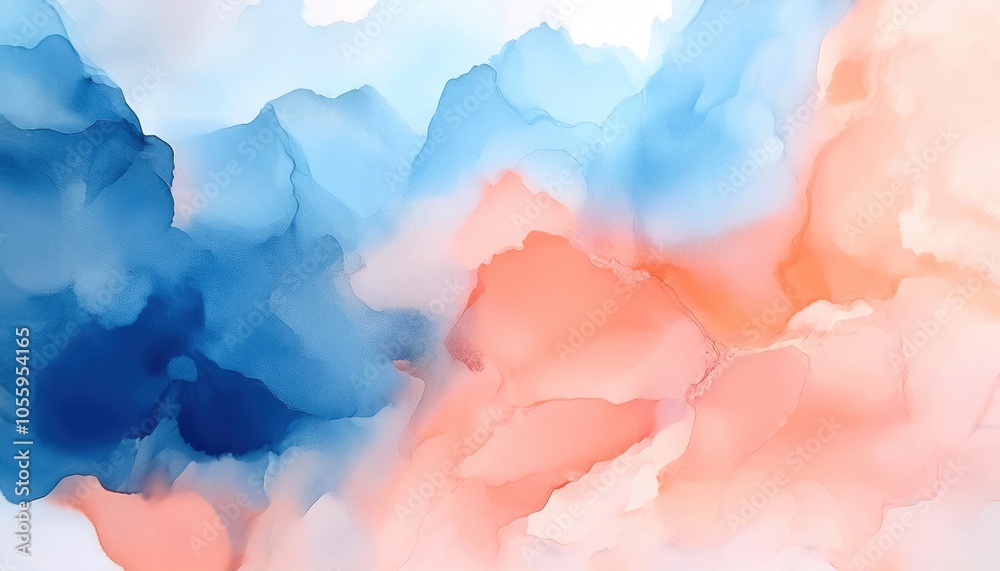 Abstract watercolor background in shades of blue and peach, creating a soothing and artistic feel. Abstract watercolor background in shades of blue and peach, creating a soothing and artistic feel.