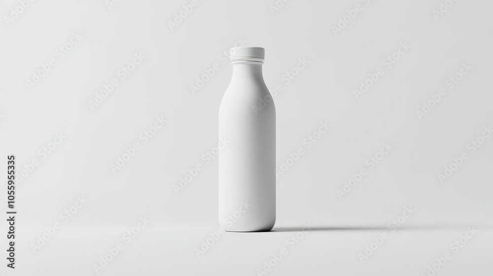 White Matte Bottle with a Single Cap on a White Background White Matte Bottle with a Single Cap on a White Background