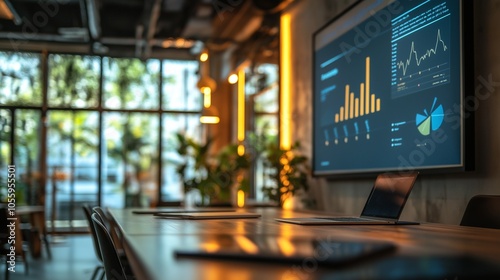 marketing consultant giving a presentation in a bright and spacious office photo