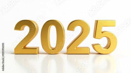 gold numbers 2025 isolated on a white background