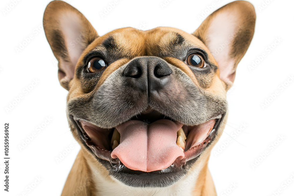 Close-up Of A Happy French Bulldog Isolated On White Background With An Excited Expression, Animal Photography Close-up Of A Happy French Bulldog Isolated On White Background With An Excited Expression, Animal Photography