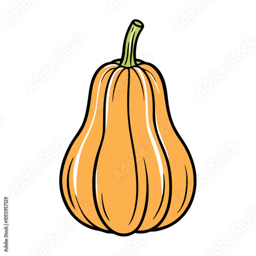 Autumn nature fresh pumpkin isolated vector Illustration (5)