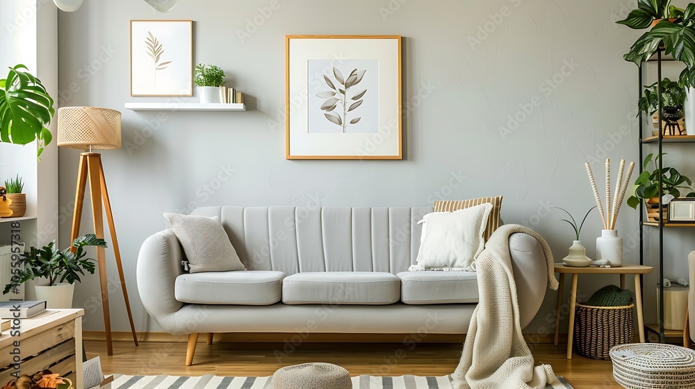Modern Interior of Stylish Living Room ,Wall Mock Up, Frame , Poster with Beautiful Background, 3d render Modern Interior of Stylish Living Room ,Wall Mock Up, Frame , Poster with Beautiful Background, 3d render
