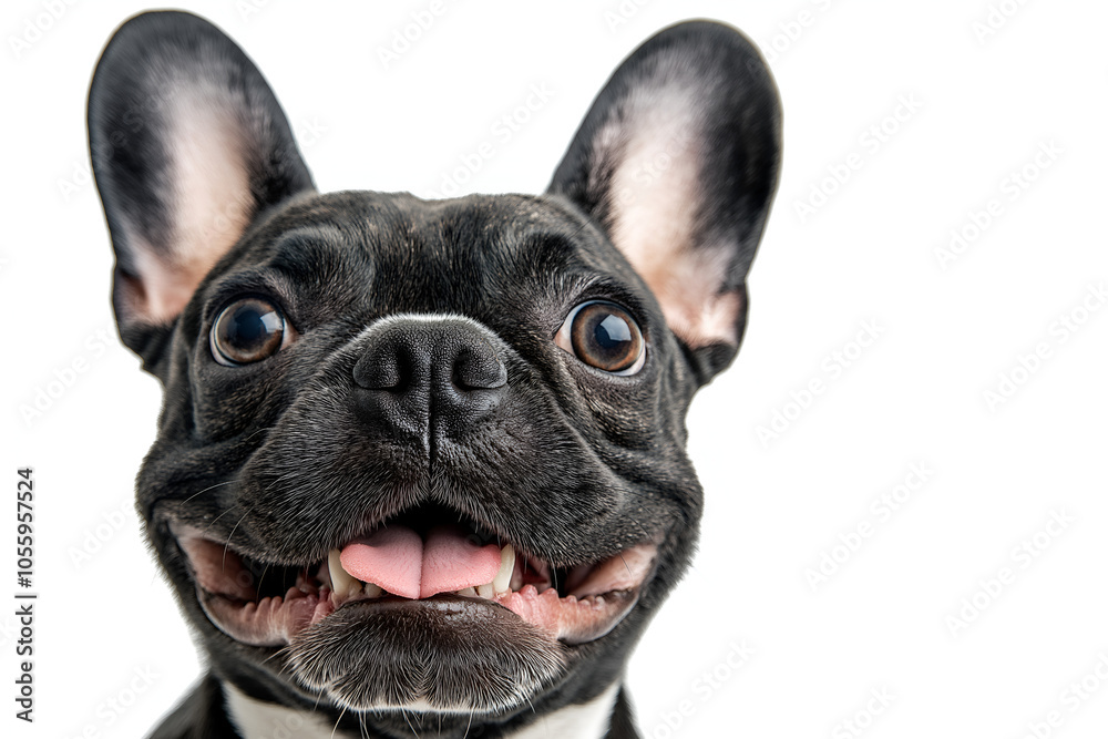 Close-up Of A Happy French Bulldog Isolated On White Background With An Excited Expression, Animal Photography Close-up Of A Happy French Bulldog Isolated On White Background With An Excited Expression, Animal Photography