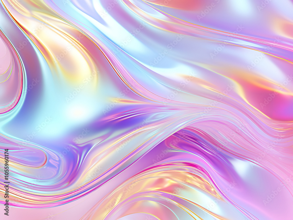 Modern Abstract Unicorn Gradient Foil Texture with Pastel Holographic and Fantasy Light Refraction