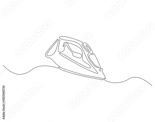 Continuous one line drawing of iron. One line drawing illustration of modern iron laundry. Home appliances concept single line. Editable outline