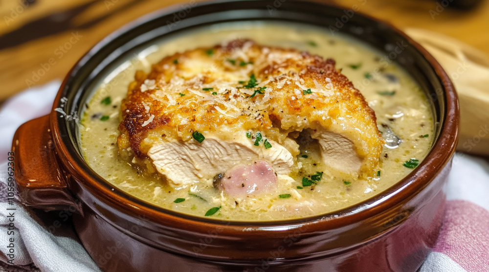 Simple photo of Chicken Cordon Bleu Soup Simple photo of Chicken Cordon Bleu Soup