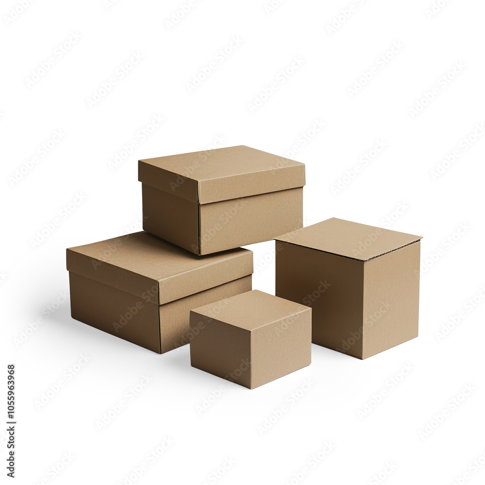 Stack of Cardboard Boxes on a Transparent Background Stack of Cardboard Boxes on a Transparent Background