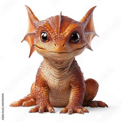 Adorable Small Dragon with Big Eyes on a Transparent Background photo