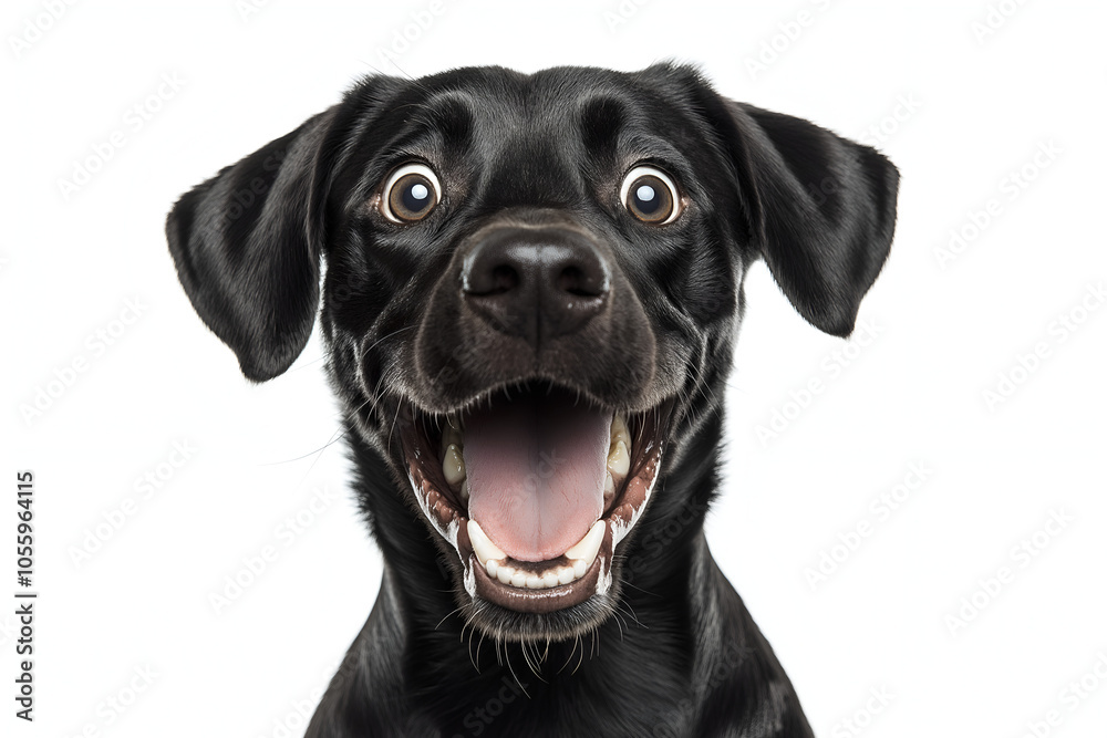 Close-up Of A Happy Labrador Retriever Isolated On White Background With An Excited Expression, Animal Photography Close-up Of A Happy Labrador Retriever Isolated On White Background With An Excited Expression, Animal Photography