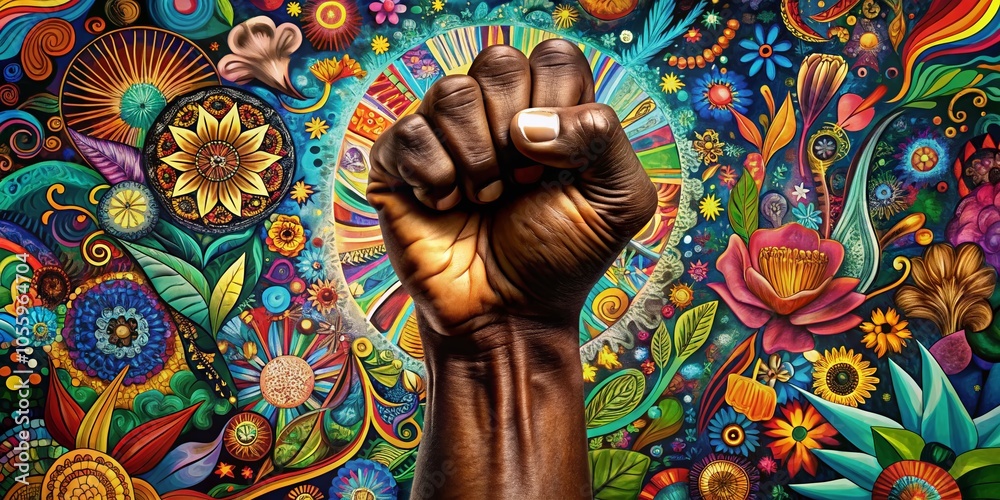 Naklejka premium Surreal Representation of Unity and Strength in Brown Hand Symbolizing Black Lives Matter Movement