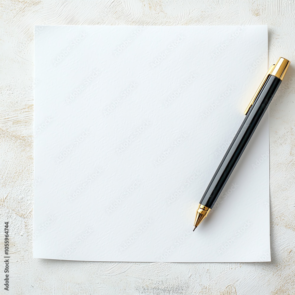 Elegant pen beside a blank notepad on a textured background, ideal for creative projects or note-taking. Elegant pen beside a blank notepad on a textured background, ideal for creative projects or note-taking.