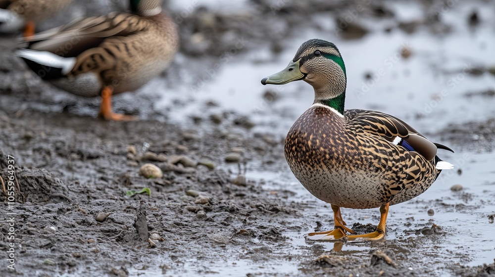 A mallard duck in the springtime at Maplewood Mudflats Wild Bird Trust in North Vancouver, British Columbia, Canada. A mallard duck in the springtime at Maplewood Mudflats Wild Bird Trust in North Vancouver, British Columbia, Canada.