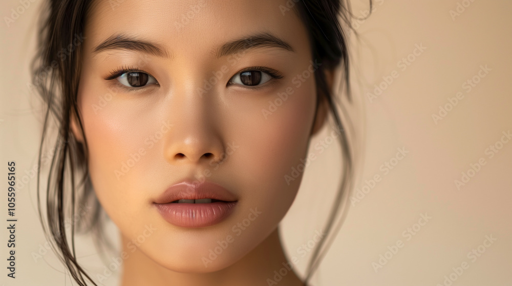Close-up Portrait of a Woman with Defined Facial Features Close-up Portrait of a Woman with Defined Facial Features