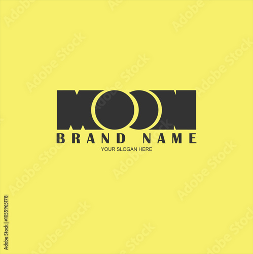 brand logo moon initial icon with creative vector illustration