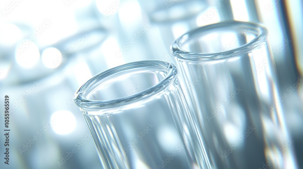 Closeup of Glass Test Tubes in a Laboratory Setting Closeup of Glass Test Tubes in a Laboratory Setting